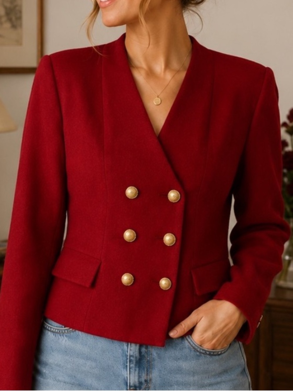 Vintage St. Gillian Wool Blazer Red